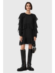 φόρεμα με προσθήκη μεταξιού allsaints lissie χρώμα: μαύρο, w100dd κύριο υλικό: 81% lenzing ecovero β