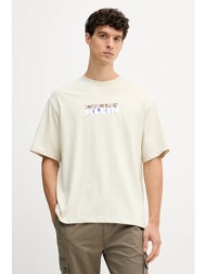 βαμβακερό μπλουζάκι calvin klein jeans ανδρικό, χρώμα: μπεζ, lv04rd808g 100% βαμβάκι