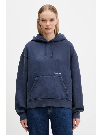 μπλούζα tommy jeans χρώμα ναυτικό μπλε, με κουκούλα