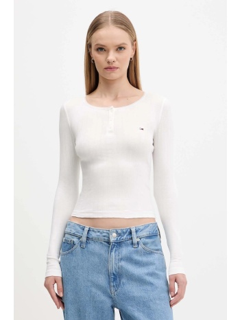 μακρυμάνικο tommy jeans χρώμα άσπρο, dw0dw21575 95%