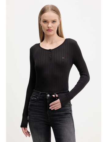 μακρυμάνικο tommy jeans χρώμα μαύρο, dw0dw21575 95%