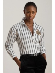 βαμβακερό πουκάμισο lauren ralph lauren χρώμα: άσπρο, 200979991 100% βαμβάκι