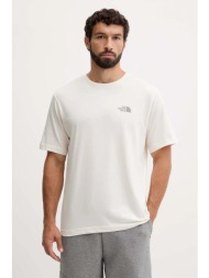 βαμβακερό μπλουζάκι the north face ανδρικό, χρώμα: μπεζ, nf0a8e4eqli1 100% βαμβάκι