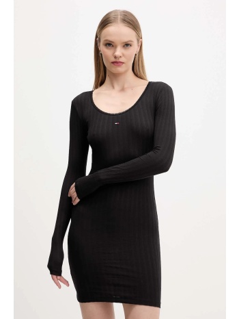 φόρεμα tommy jeans χρώμα μαύρο, dw0dw21508 95% βαμβάκι, 5%