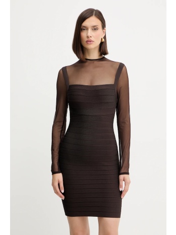 φόρεμα herve leger amy χρώμα καφέ, hlt8539685 υλικό 1 90%