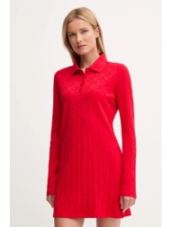 βαμβακερό φόρεμα calvin klein jeans χρώμα: κόκκινο, lv047d228g 100% βαμβάκι