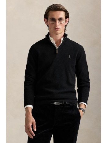 μάλλινο πουλόβερ polo ralph lauren ανδρικό, χρώμα μαύρο