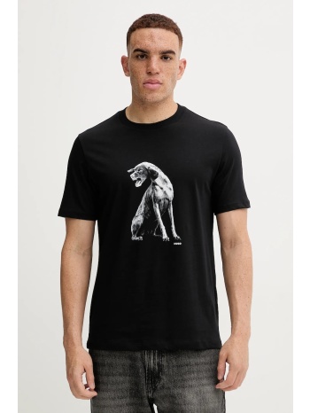 βαμβακερό μπλουζάκι hugo ανδρικό, χρώμα μαύρο, 50548557