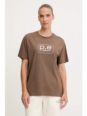 βαμβακερό μπλουζάκι p.e nation flux χρώμα καφέ, 253t092