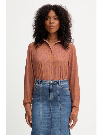 πουκάμισο silvian heach rapane χρώμα καφέ, gpa25413ca 95%