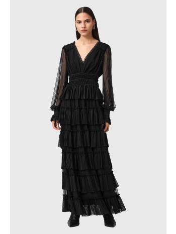 φόρεμα allsaints xantara χρώμα μαύρο, w029dd 100%