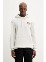 βαμβακερή μπλούζα tommy jeans χρώμα: γκρι, με κουκούλα, dm0dm22086 100% βαμβάκι