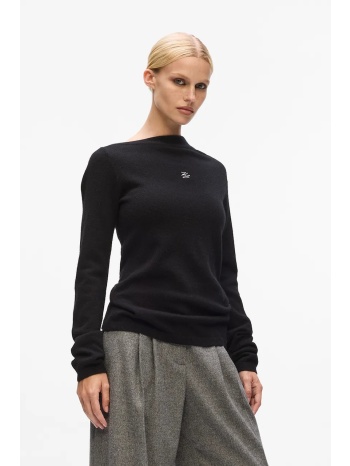 πουλόβερ κασμίρ karl lagerfeld χρώμα μαύρο, a4w18042 100%