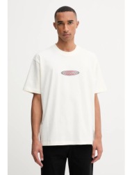 βαμβακερό μπλουζάκι guess jeans ανδρικό, χρώμα: μπεζ, m5bi29 k8fq4 100% βαμβάκι