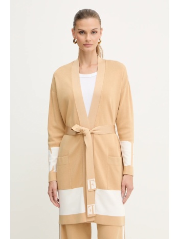 πλεκτή ζακέτα elisabetta franchi χρώμα μπεζ, mk02s56e2 82%