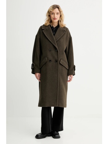 παλτό με προσθήκη μαλλιού sessun χρώμα πράσινο, 25112001