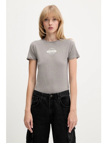 βαμβακερό μπλουζάκι guess jeans χρώμα γκρι, w5bi47 kctx1