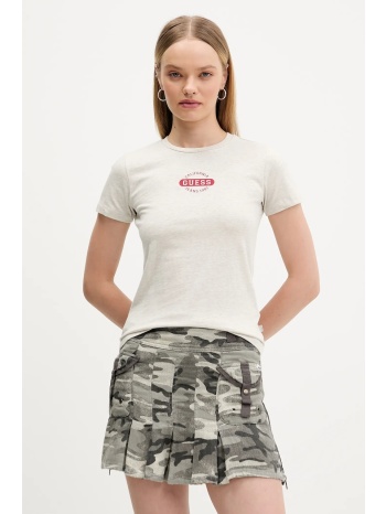 βαμβακερό μπλουζάκι guess jeans χρώμα γκρι, w5bi47 kctx1