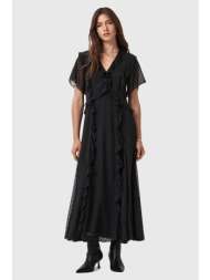 φόρεμα allsaints mari χρώμα: μαύρο, w016dd 100% ανακυκλωμένος πολυεστέρας