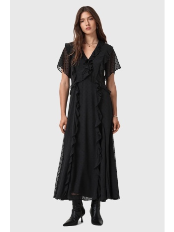 φόρεμα allsaints mari χρώμα μαύρο, w016dd 100%