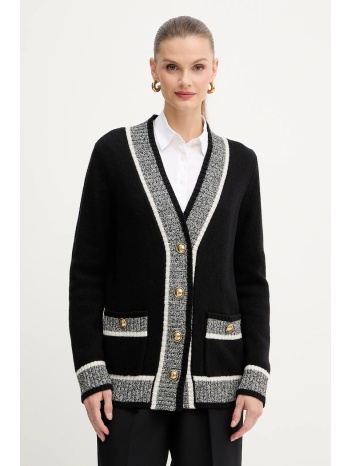 μάλλινη ζακέτα luisa spagnoli γυναικεία, χρώμα μαύρο