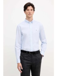 βαμβακερό πουκάμισο tommy hilfiger ανδρικό, χρώμα: μπλε, mw0mw40455 100% βαμβάκι