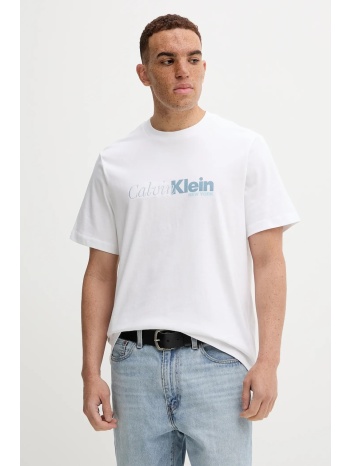 βαμβακερό μπλουζάκι calvin klein ανδρικό, χρώμα άσπρο