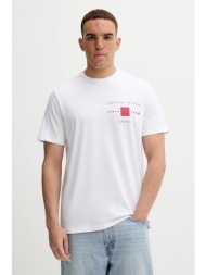 βαμβακερό μπλουζάκι calvin klein ανδρικό, χρώμα: άσπρο, lv04rd817g 100% βαμβάκι