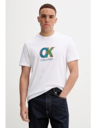 βαμβακερό μπλουζάκι calvin klein ανδρικό, χρώμα: άσπρο, lv04rd821g 100% βαμβάκι