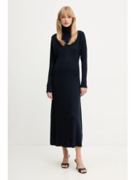 μάλλινο φόρεμα boss χρώμα: ναυτικό μπλε, 50548520 100% παρθένο μαλλί