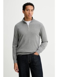 πουλόβερ calvin klein χρώμα: γκρι, lv040bm356 89% βαμβάκι, 9% πολυαμίδιο, 2% ελαστάν