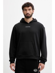 μπλούζα calvin klein performance χρώμα: μαύρο, με κουκούλα, lvgmf5w302 80% βαμβάκι, 20% πολυεστέρας