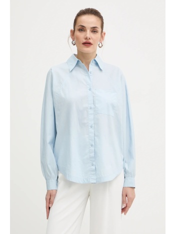 βαμβακερό πουκάμισο boss orange χρώμα μπλε, 50552163 100%