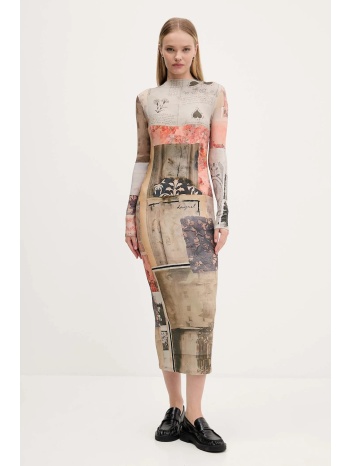 φόρεμα desigual lyra χρώμα μπεζ, 25wwvk30 94% βισκόζη, 6%