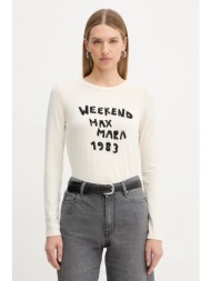 μακρυμάνικο weekend max mara renoir χρώμα: μπεζ, 2525946032600 95% βαμβάκι, 5% ελαστάν