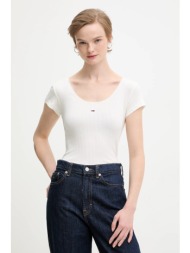 μπλουζάκι tommy jeans χρώμα: άσπρο, dw0dw21570 95% βαμβάκι, 5% ελαστάν