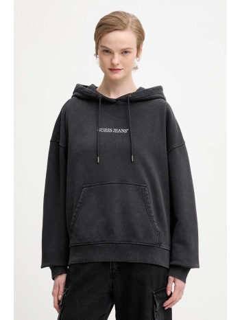 βαμβακερή μπλούζα guess jeans γυναικεία, χρώμα μαύρο, με