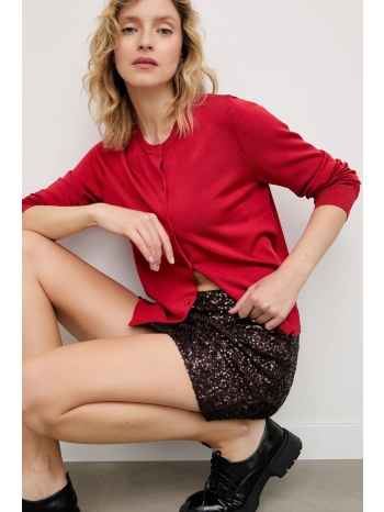 φούστα answear.lab χρώμα καφέ κύριο υλικό 95%