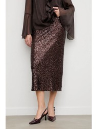 φούστα answear.lab χρώμα: καφέ 95% πολυεστέρας, 5% ελαστάν