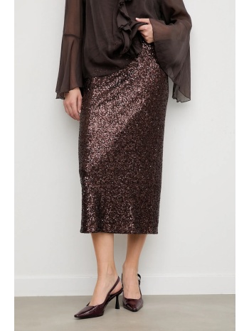 φούστα answear.lab χρώμα καφέ 95% πολυεστέρας, 5% ελαστάν