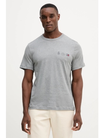βαμβακερό μπλουζάκι tommy hilfiger ανδρικό, χρώμα γκρι