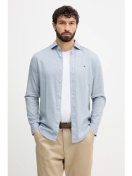 βαμβακερό πουκάμισο tommy hilfiger ανδρικό, χρώμα: μπλε, mw0mw40461 100% βαμβάκι