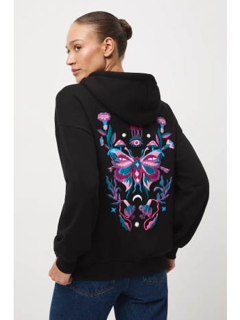 μπλούζα medicine χρώμα μαύρο, με κουκούλα κύριο υλικό 70%