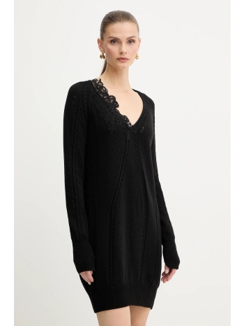 φόρεμα με προσθήκη μαλλιού ermanno scervino χρώμα μαύρο