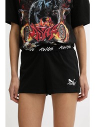 βαμβακερό σορτσάκι puma puma x a$ap rocky χρώμα: μαύρο, 635071 100% βαμβάκι