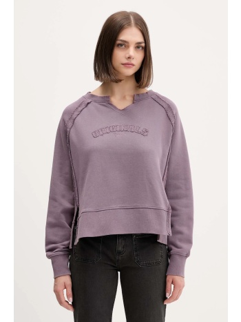 βαμβακερή μπλούζα guess originals γυναικεία, χρώμα μοβ