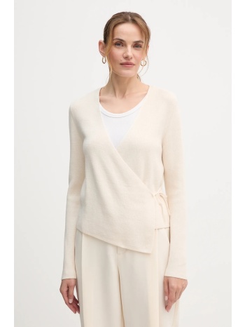 πλεκτή ζακέτα oui χρώμα μπεζ, 86069 52% βισκόζη, 30%