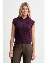 μάλλινο γιλέκο bally χρώμα: μοβ, wkn0an 100% μαλλί