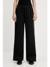 παντελόνι φόρμας adidas originals essentials wide leg fleece χρώμα: μαύρο, jx5251 κύριο υλικό: 80% β