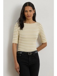 μπλουζάκι lauren ralph lauren χρώμα: μπεζ, 200980044 79% βαμβάκι, 8% ελαστάν, 8% νάιλον, 5% μεταλλικ